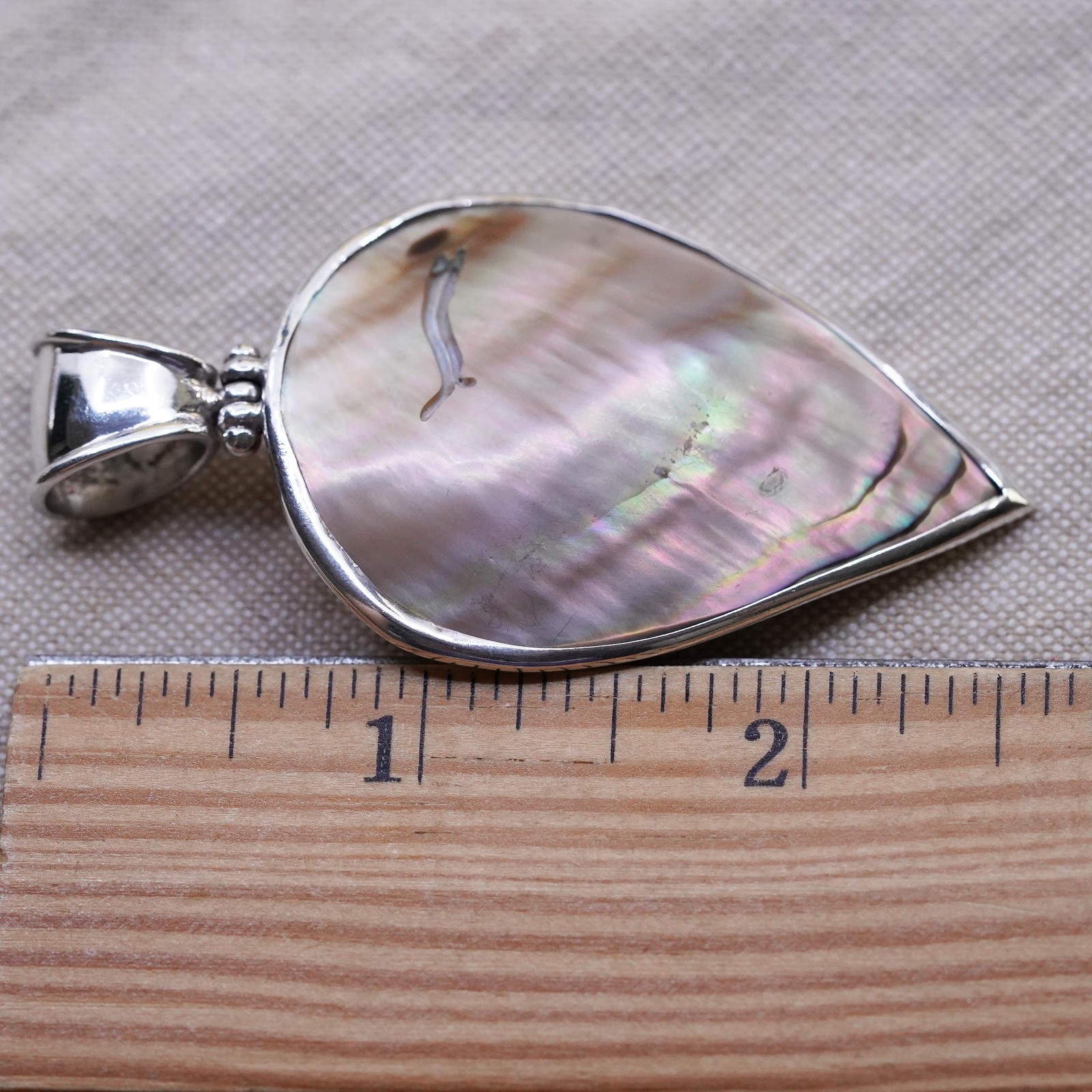 Vintage Sterling silver handmade pendant, 925 teardrop with blister pearl