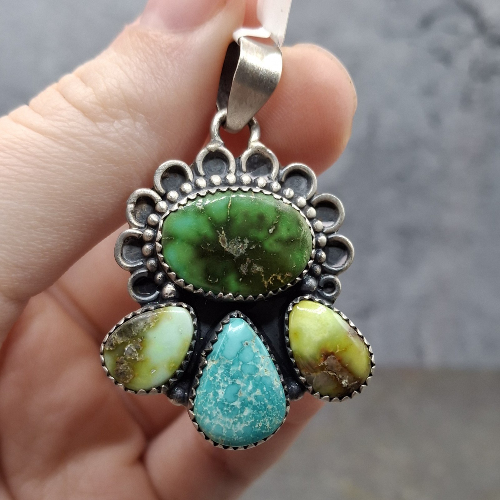 Sonoran Gold Multi-Stone Turquoise Pendant Sterling Silver SW Native Style