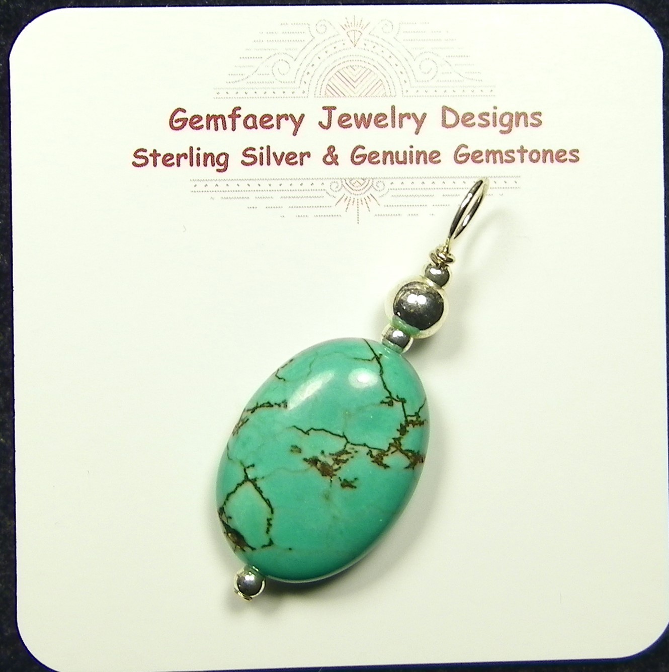 Sterling Silver Natural NEVADA TURQUOISE Pendant #5219…Handmade USA