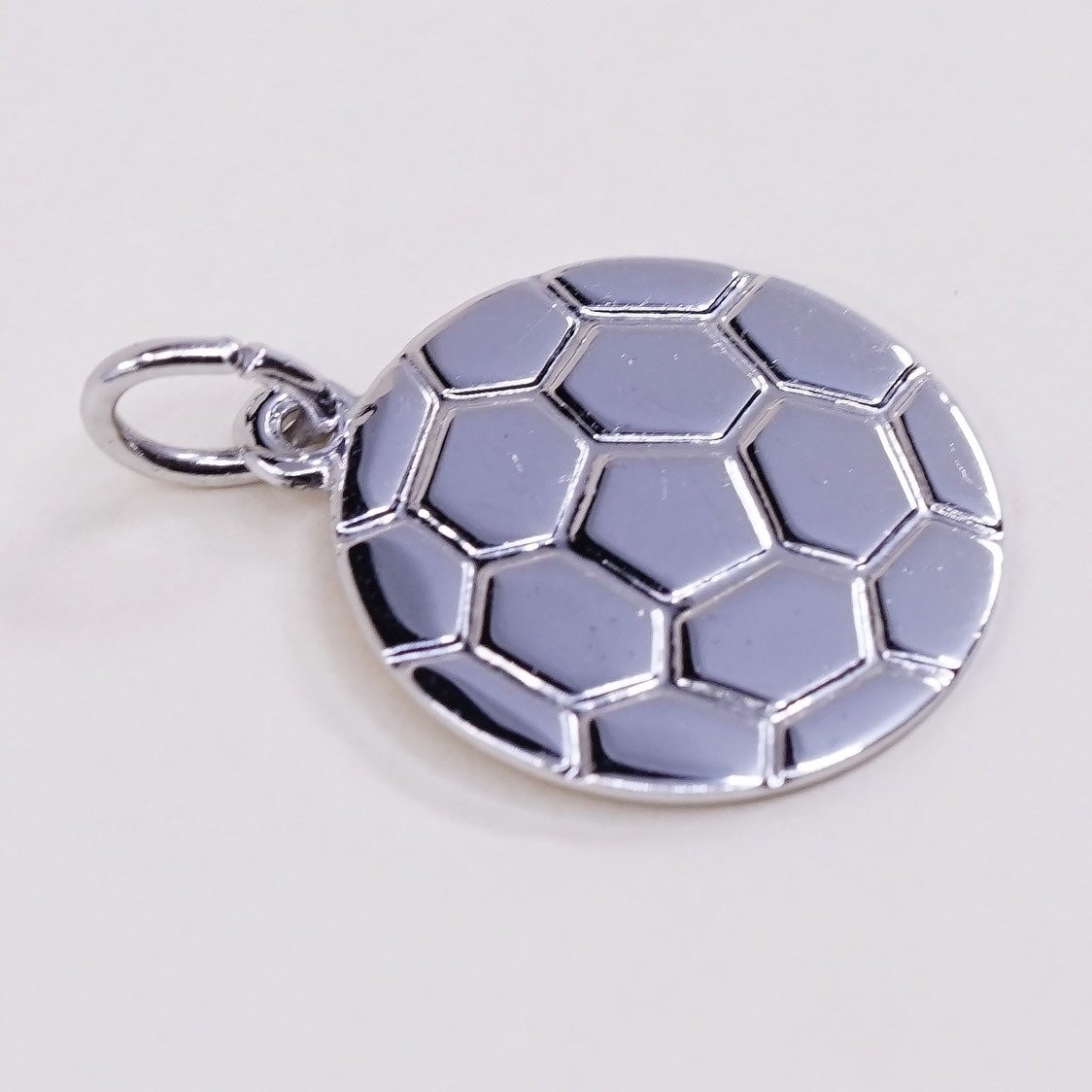 VTG sterling silver charm, 925 Mexico silver football, soccer tag pendant