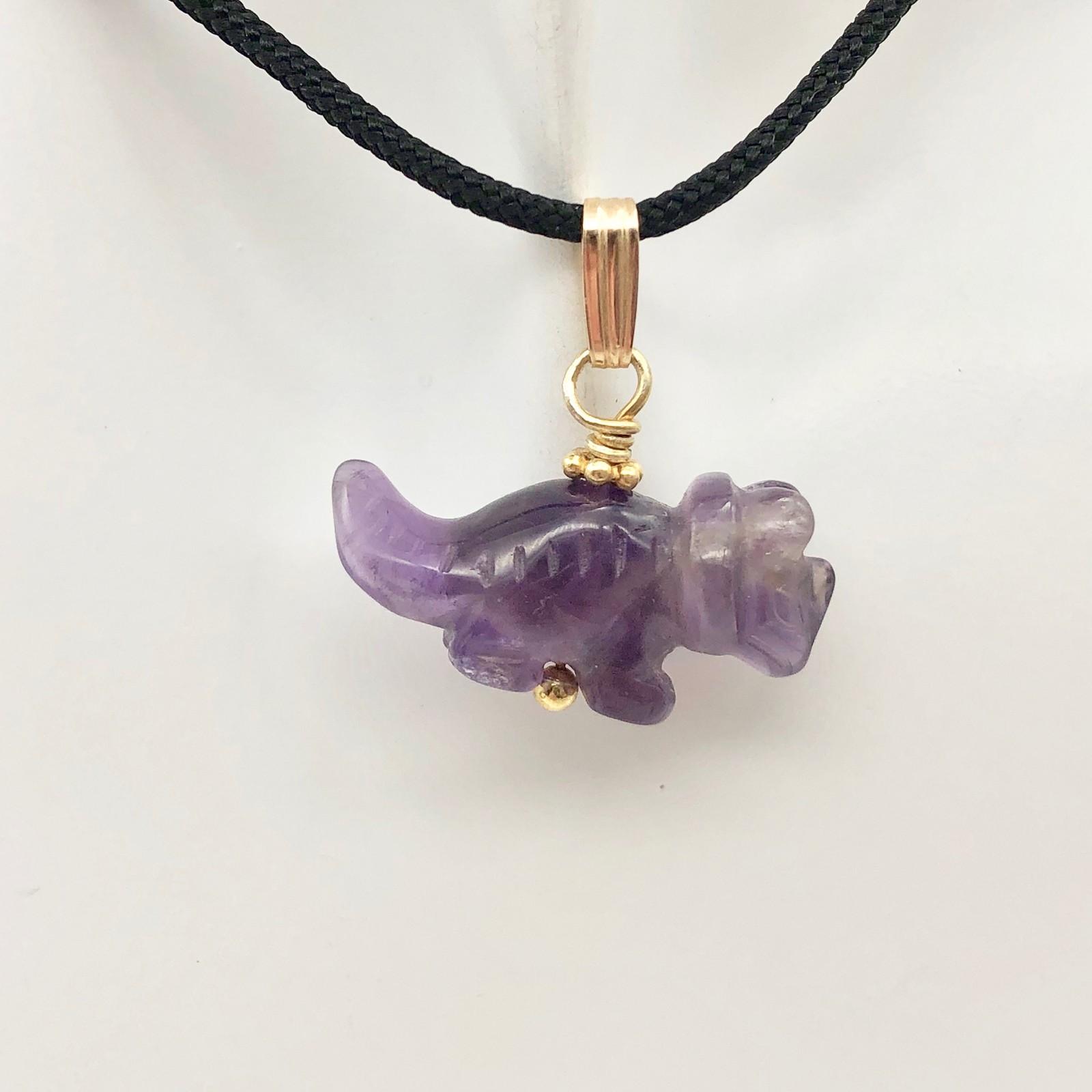 Purple Dinosaur Pendant Amethyst Triceratops 14K Gold-Filled Pendant 509303AMG