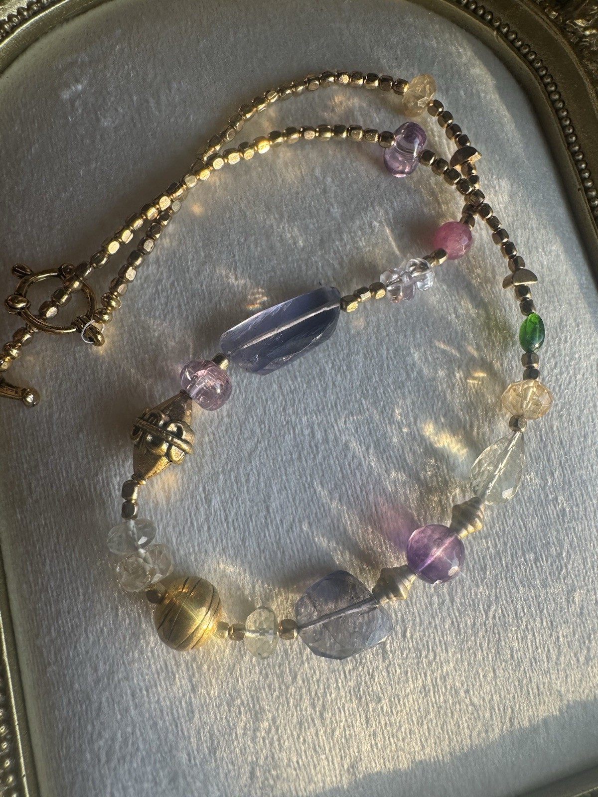 Iolite, Citrine, Emerald, Ruby, Amethyst, Prasiolite Necklace