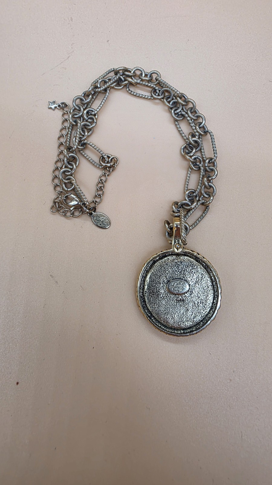 Kirk’s Folly Crystal & Gold Tone Smiling Moon face Pendant With Chain