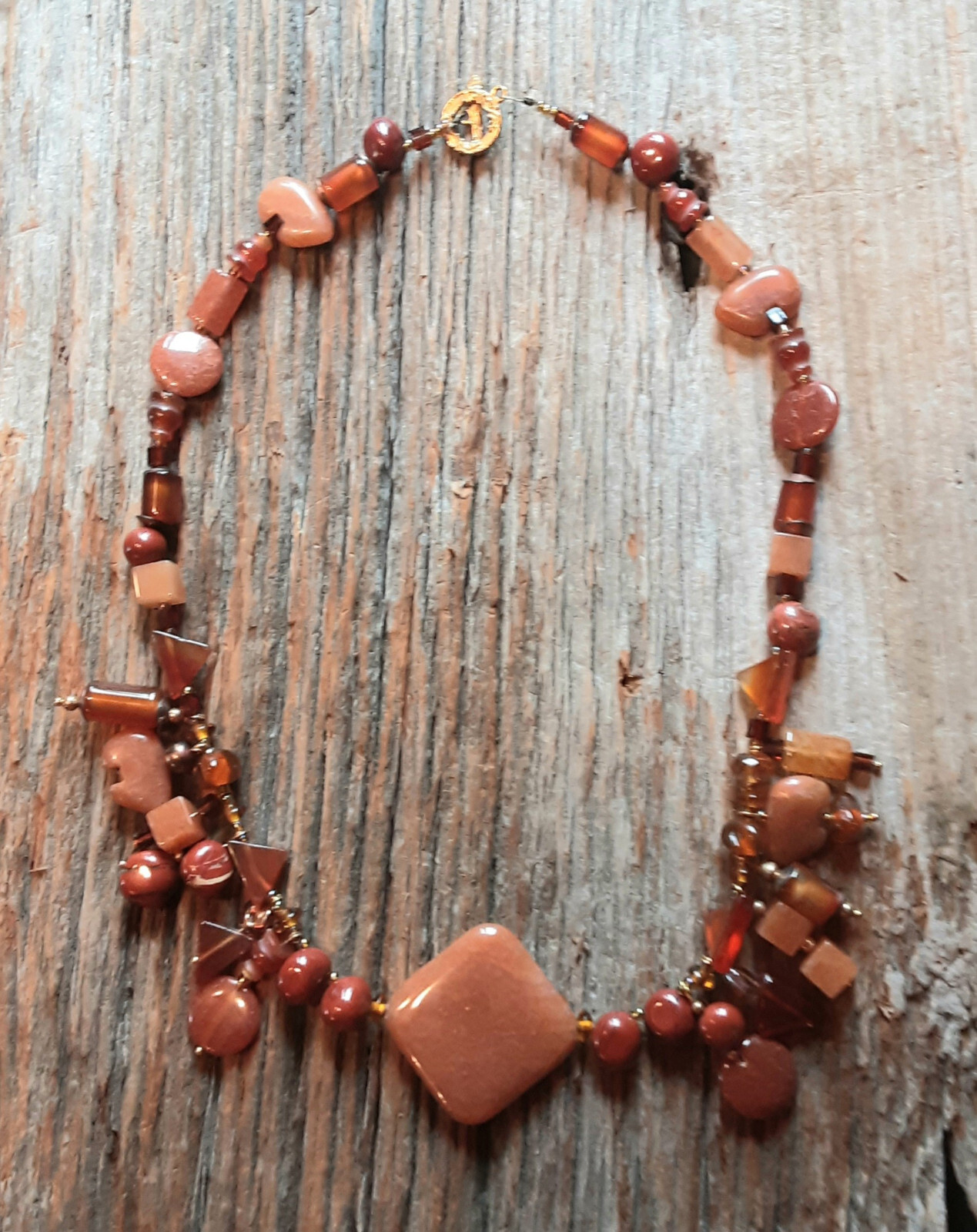 Handmade Beaded Necklace~One of a Kind!! Rust Tones!!