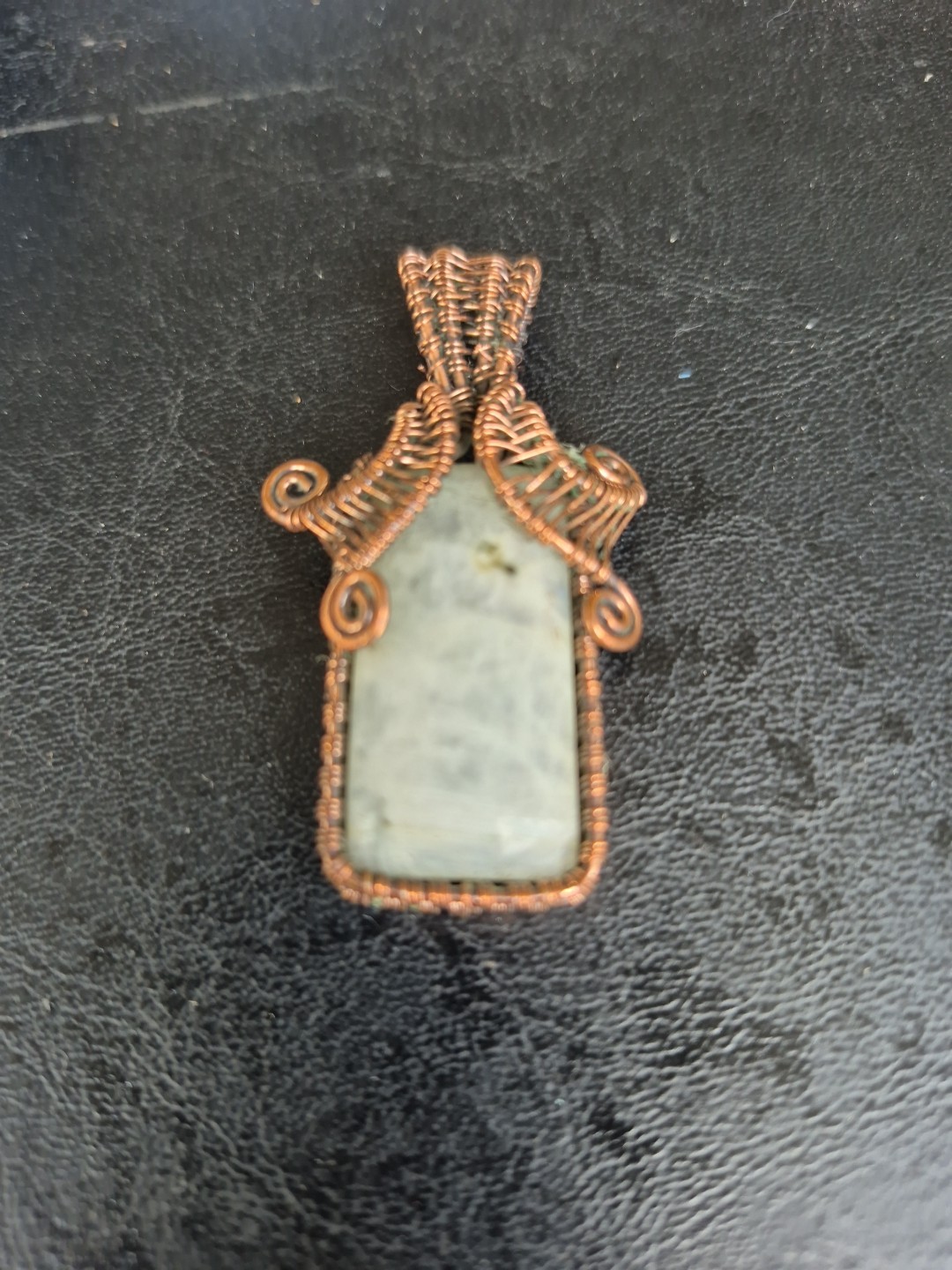 Copper Wire Wrapped Crazy Lace Agate Pendant
