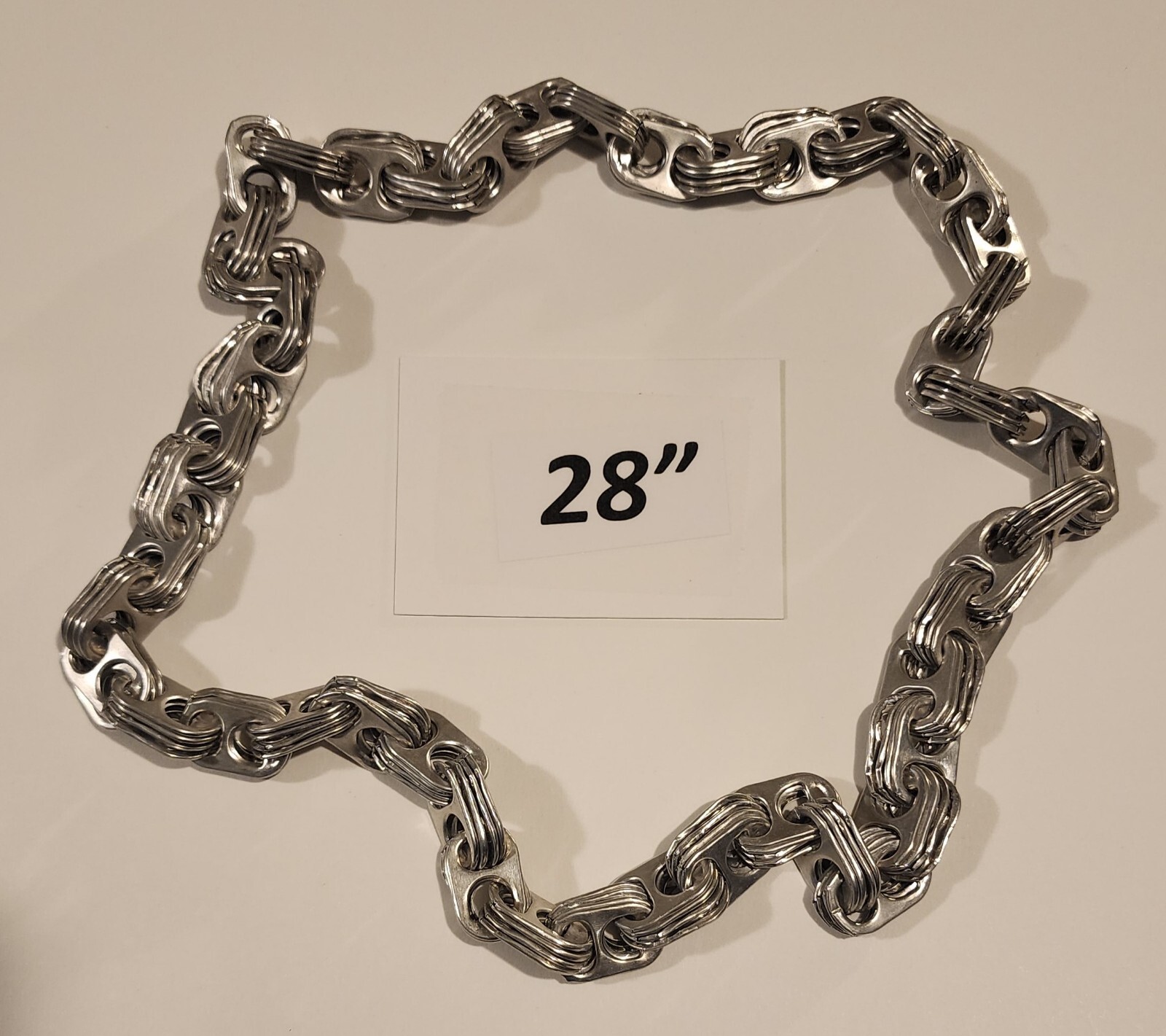 28″ Silver Aluminum Pull Tab Can Tab Necklace Continuos Fashion Chain (L)