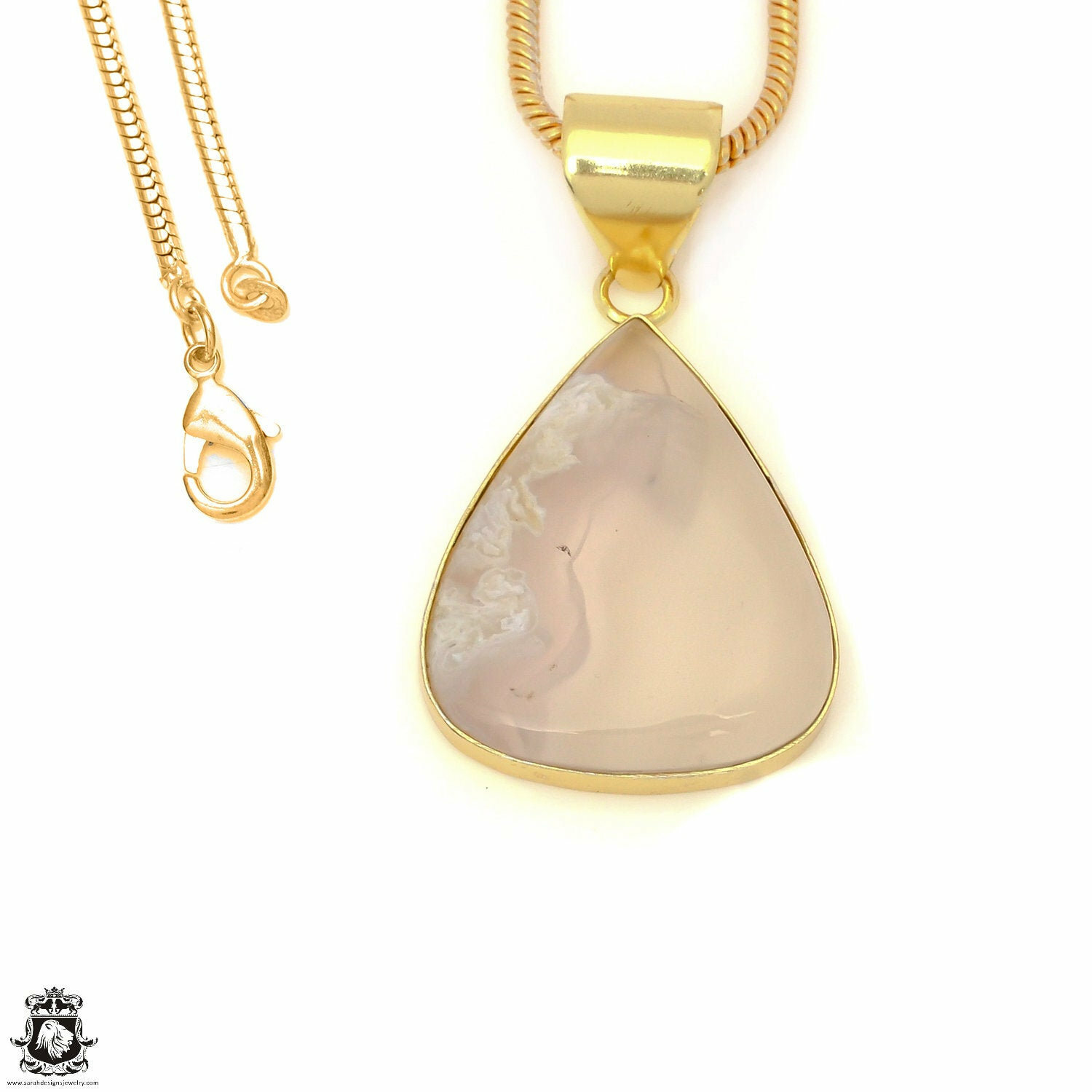 Stick Agate 24K Gold Plated Pendant 3mm Snake Chain GPH1580