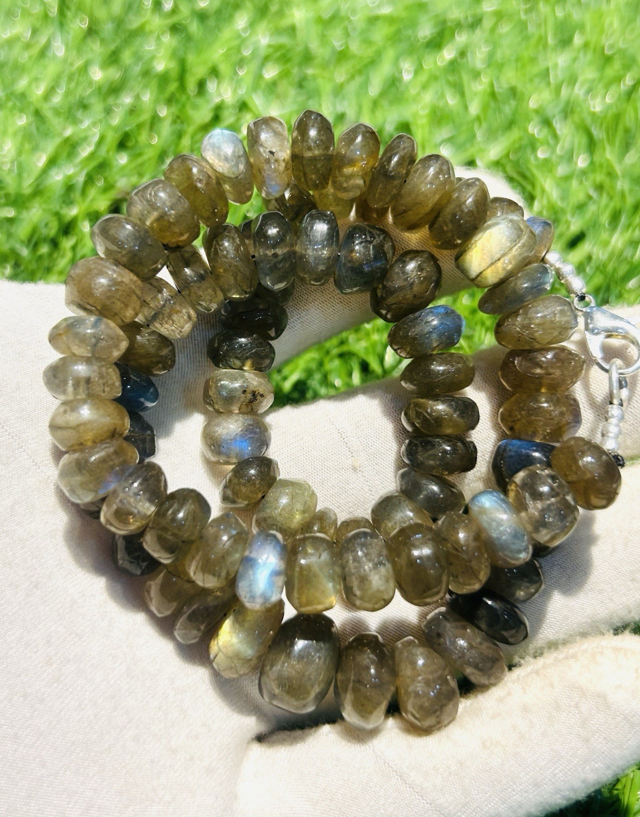 Colorful Labradorite 10-13mm Rondelle Beaded Ready to Wear Necklace 20 inch long
