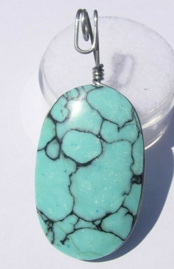 Handmade compressed Turquoise Pendant Kingman & other Arizona mines 4.827 grams