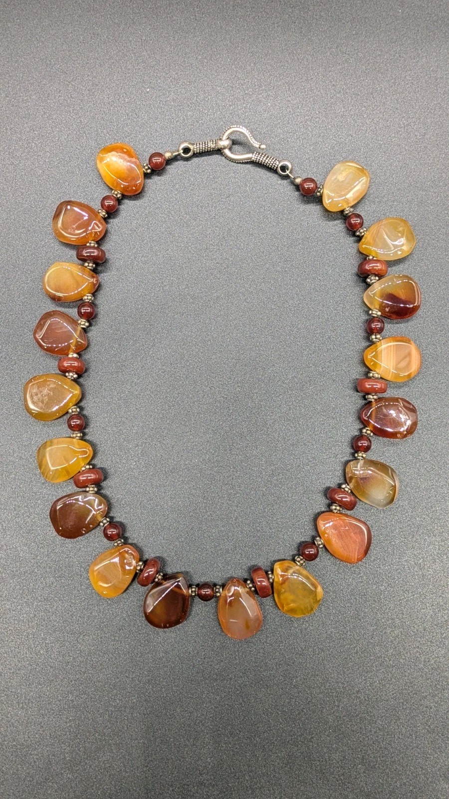 Polished Mixed Yellows & Browns Agate Stone Collar Necklace 17″