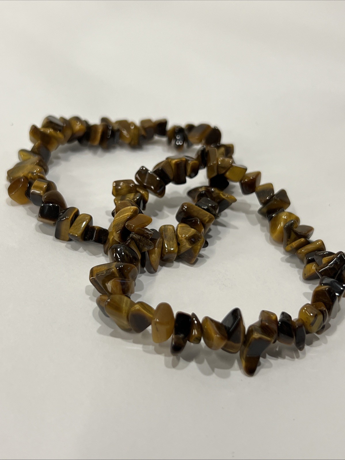 Tiger’s Eye Brown Beaded Stone Chip Bracelets W/Irregular Beads Stretchy Cord