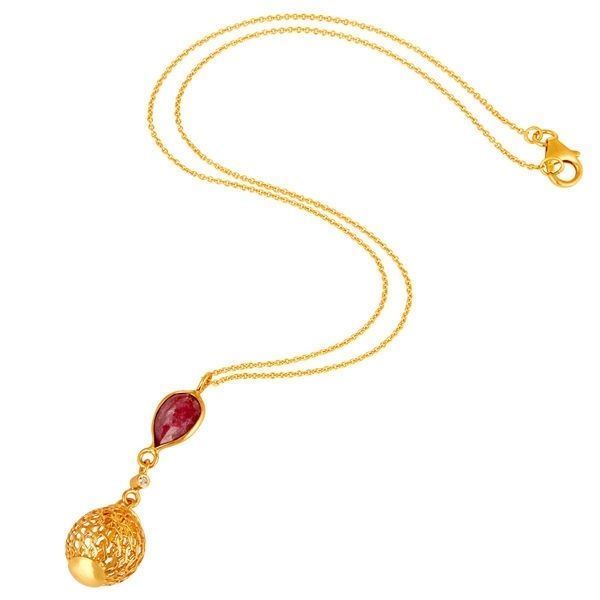 18K Gold Plated Natural Ruby Corundum 925 Sterling Silver Chain Pendant Jewelry