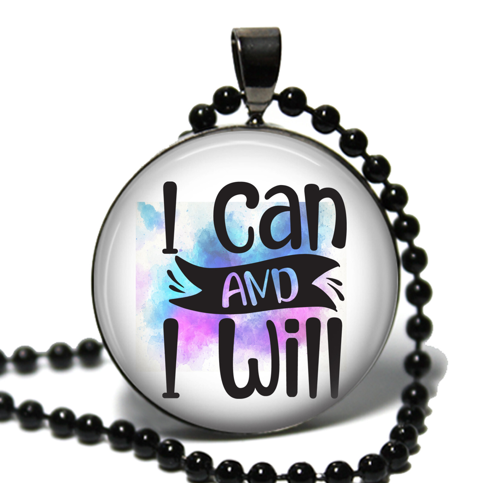 I Can & I Will Inspirational Pendant Necklace Gift Strength Achieve Challenges