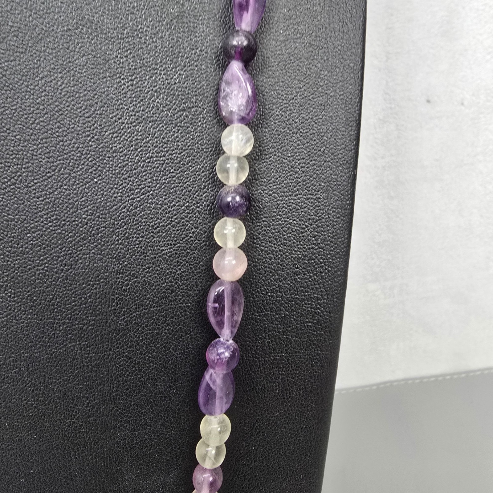 Lovely Artisan Amethyst & Quartz Crystal Multi Stone Beaded Long Necklace 34″