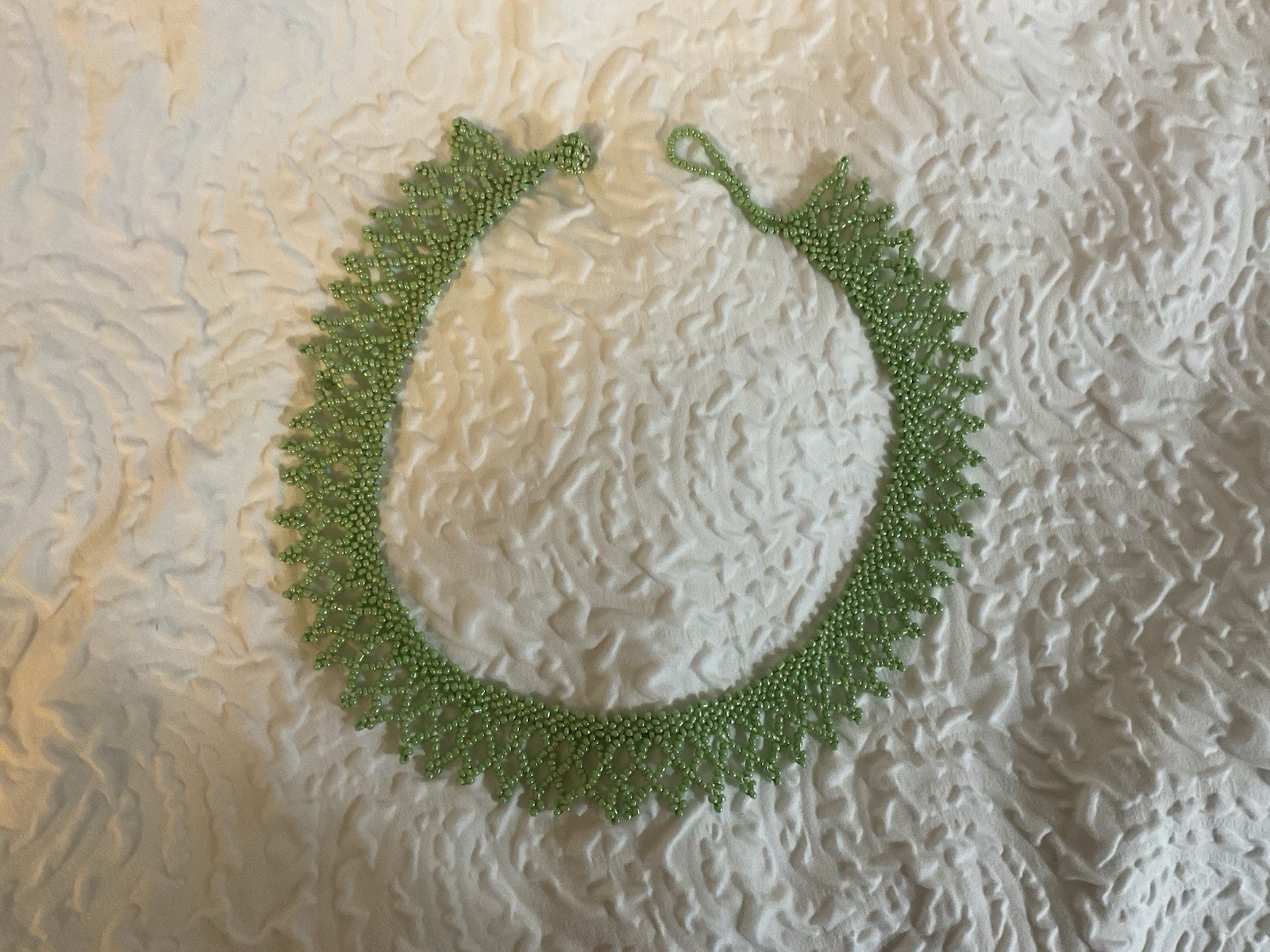 Best gift! Handmade Green Beaded Necklace Czech Glass Various Occasions 20”