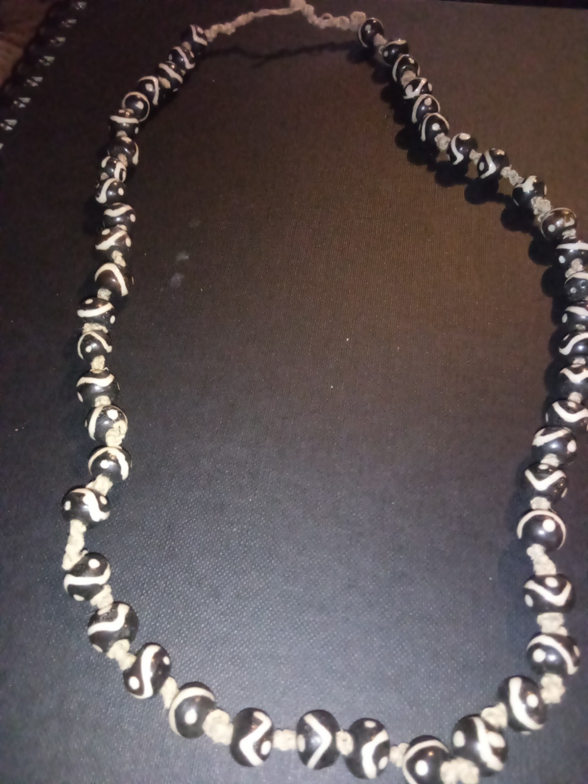 Beige and Brown Buffalo Bone Beaded Hemp Necklace Boho Jewelry