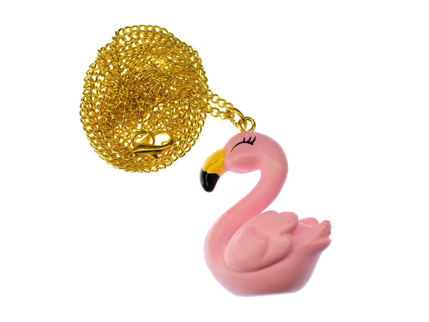 Flamingo Necklace Miniblings 60cm Bird Summer Party 3D Pink