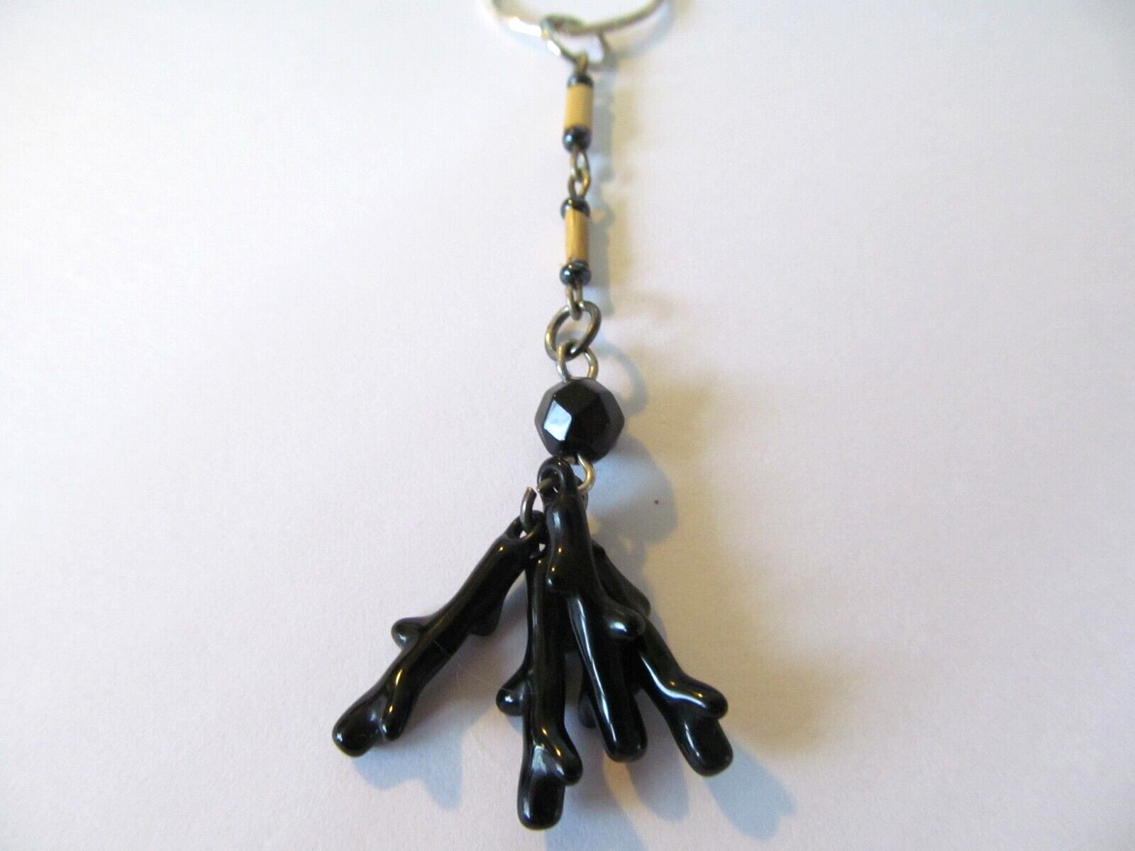NEW BLACK BRANCH CORALS w/BAMBOO TUBE STEMS PENDANT SILVER SNAKE NECKLACE