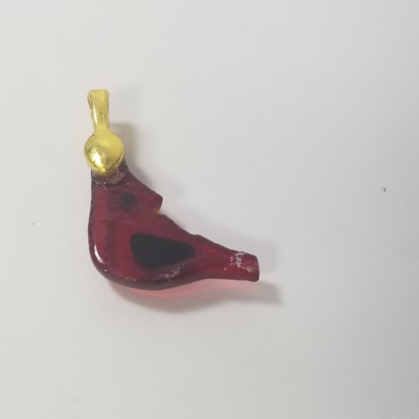 OOAK Handmade Lampwork Glass Pendant or Ornament – Red Bird Cardinal Abstract
