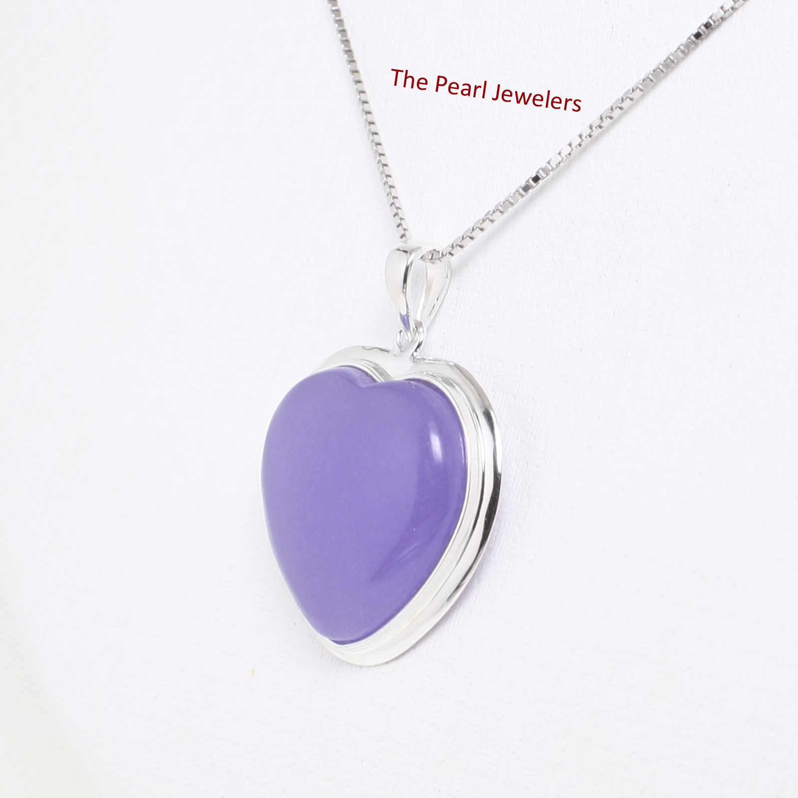 Sterling Silver Heart Lavender Jade Pendant