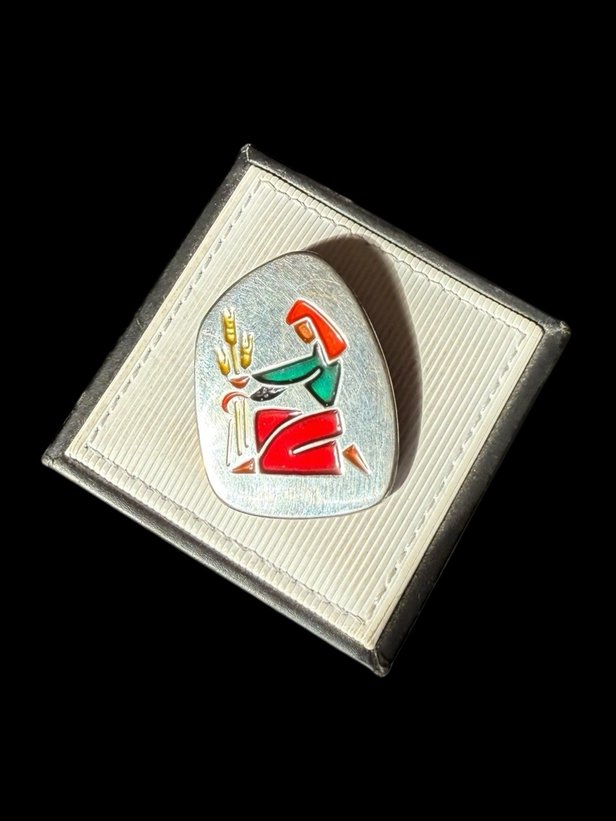925 Sterling Silver Vintage Israel Wheat Harvest Scene Pendant / Pin Brooch