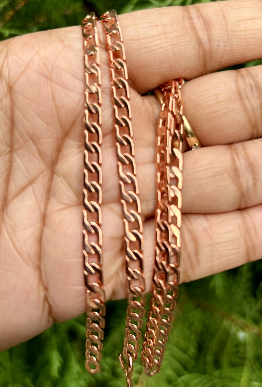 20 inch Pure Copper CURB CUBAN Chain Necklace, Healing Copper Jewelry, Spiritual