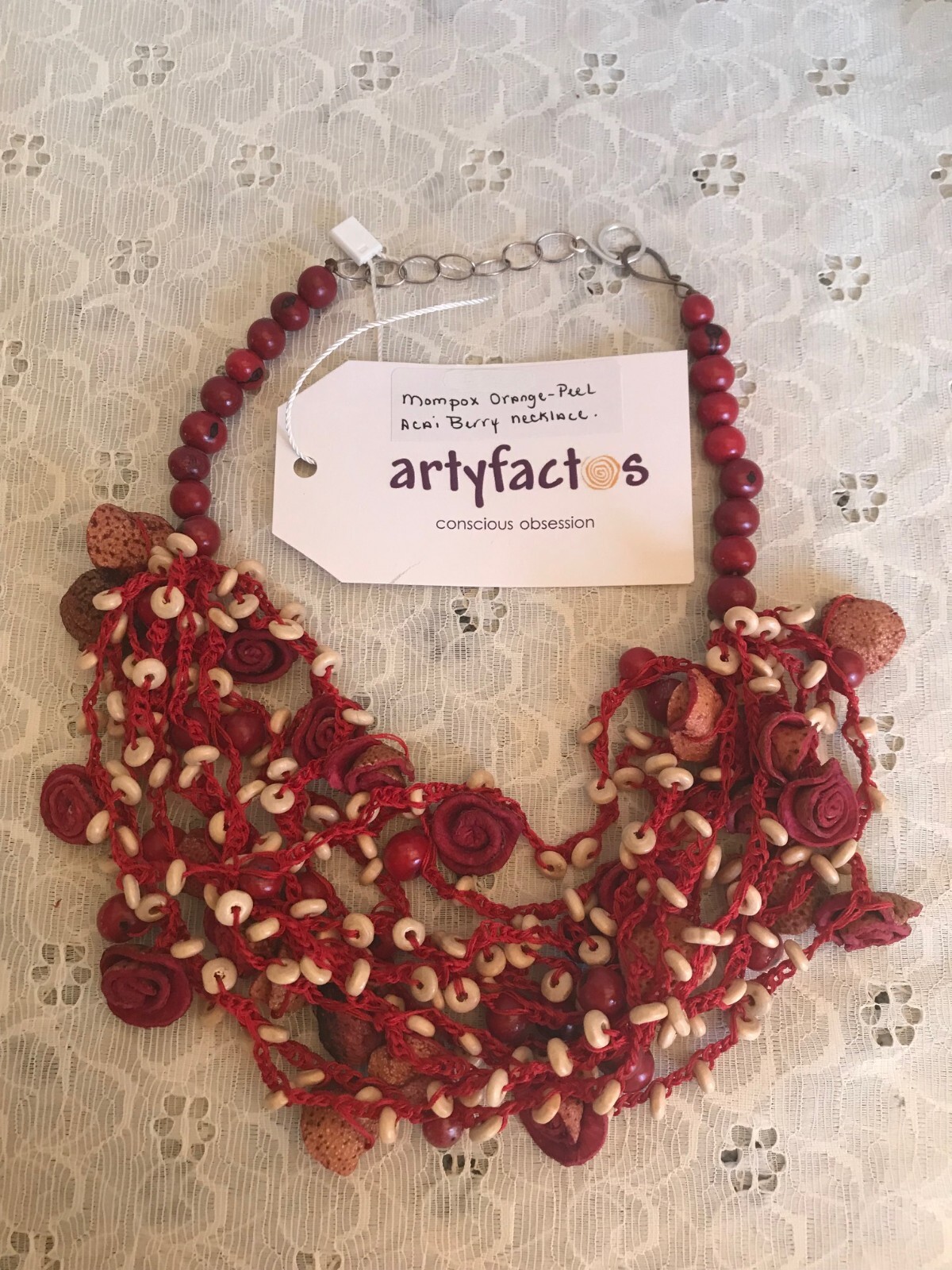 Artyfactos Mompox Orange Peel Acai Berry Necklace