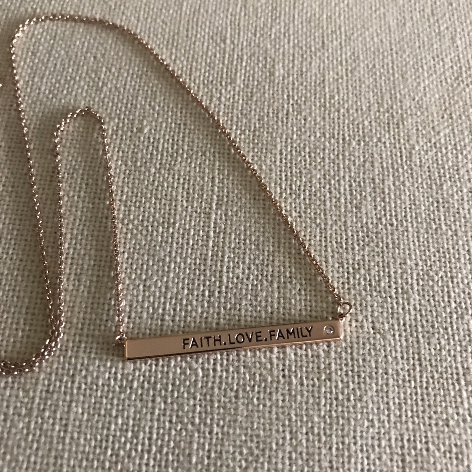Authentic Origami Owl Rose Gold “FAITH.LOVE.FAMILY” Bar Chain “New”