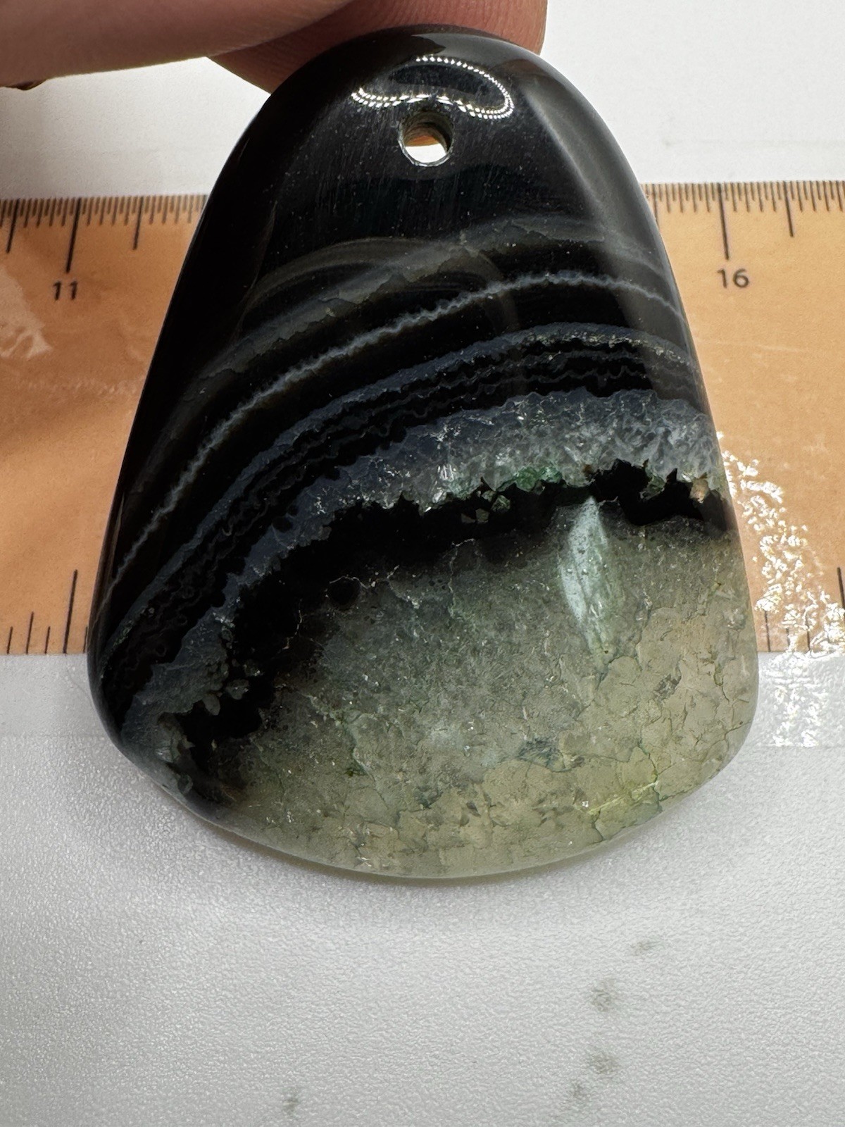 Green Agate Druzy Pendant – 47.8mm / Jewelry Making Crafts Beads