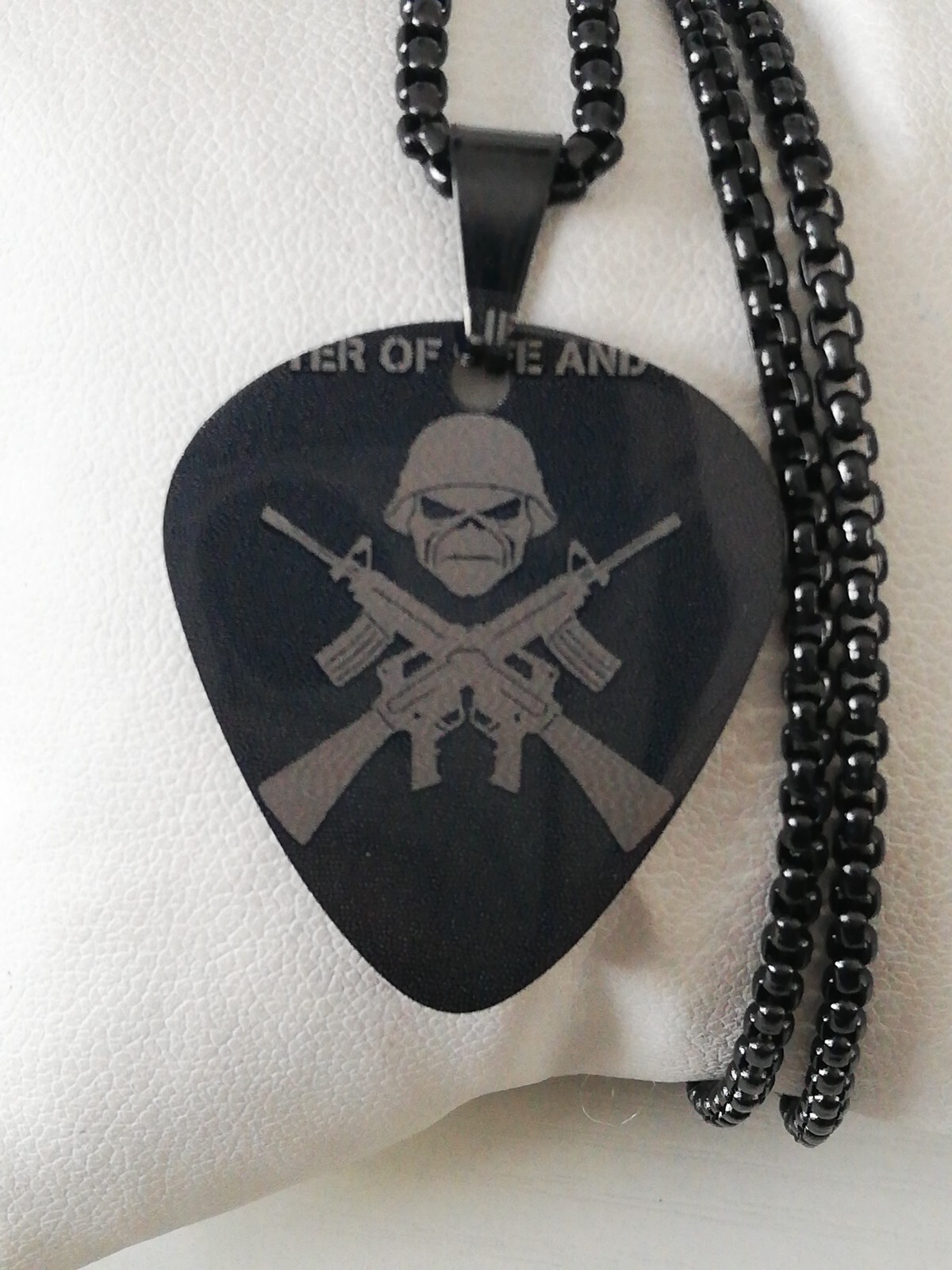 316L Stainless Steel Iron Maiden Guitar Pick Biker Pendant New.