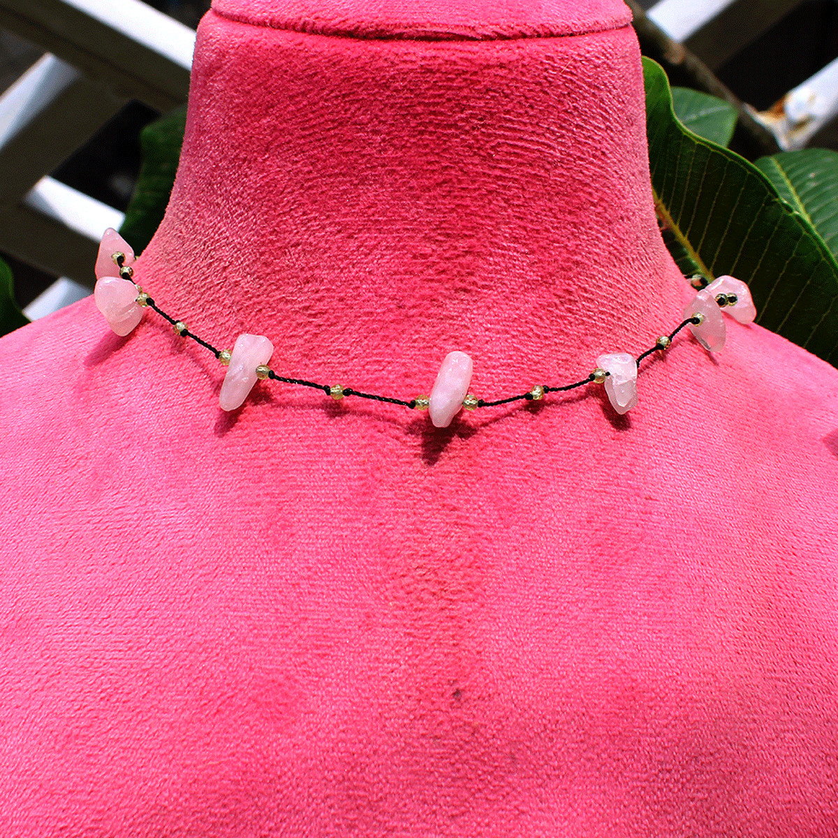 Hand Crafted Natural Rose Quartz & Peridot Micro Macrame Beaded Crystal Necklace