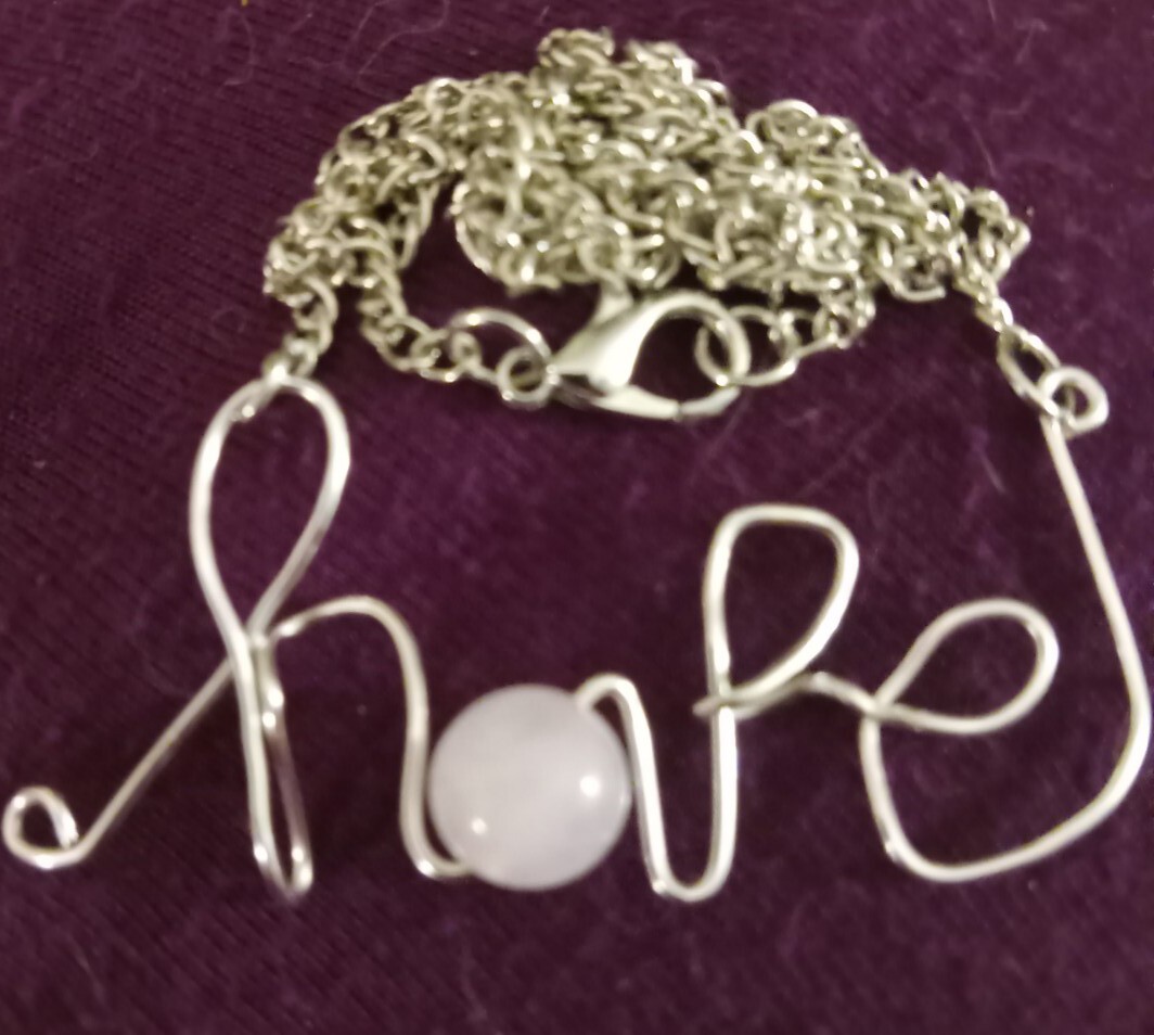 Sterling Silver Filled HOPE Quartz Word Name Wire Pendant Plt Necklace*Connemara