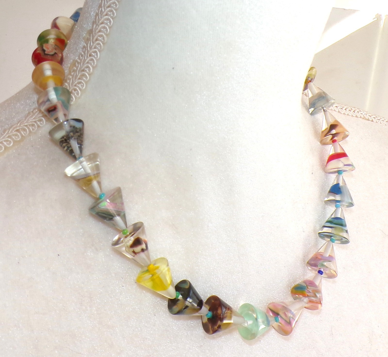 Sobral Bilhas Huguinho Inclusion Cone Beads Artist Made Necklace