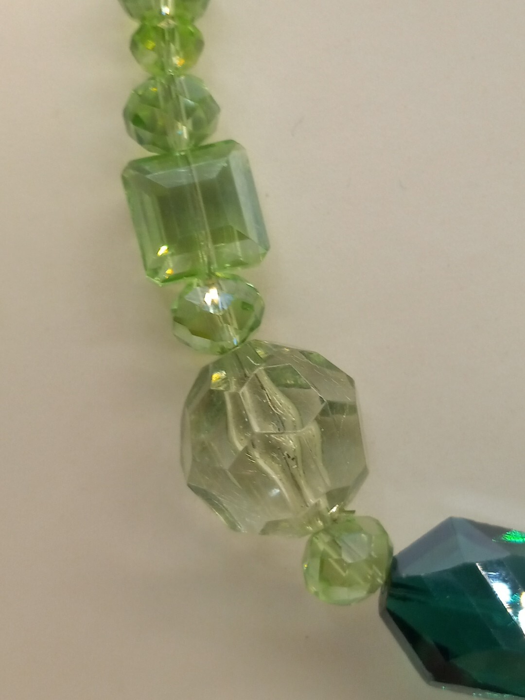 SHADES OF Green Square Round Hexagon Stones Vintage ARTISAN Design Necklace