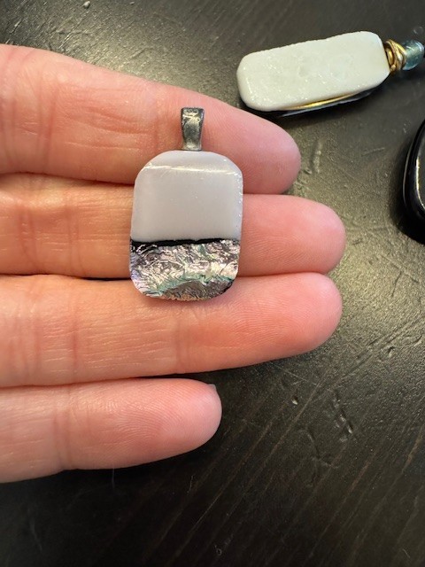 Lot of 3 Fused Glass Pendants Heart Abstract Y2K Jewelry Artisan Necklace