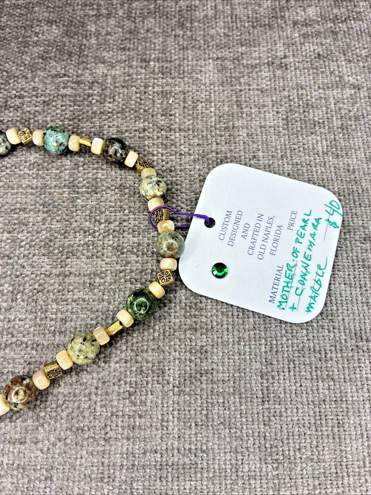 Irish Connemara Marble & Mother Of Pearl 🍀20” Necklace🍀 Custom Made – NEW
