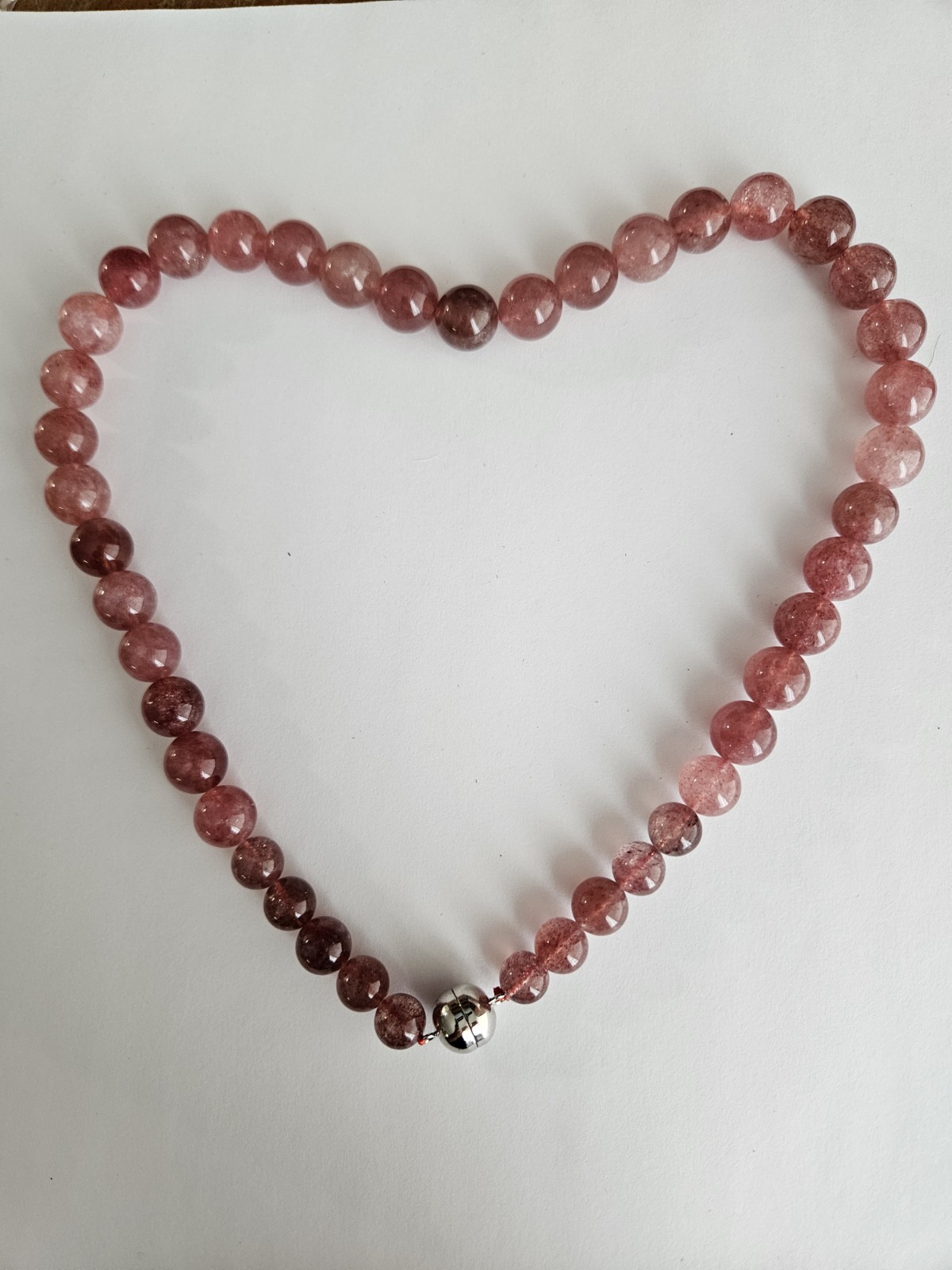 Strawberry Quartz 20″ Necklace Magnetic Clasp Valentine, Mother’s Day, Love Gift