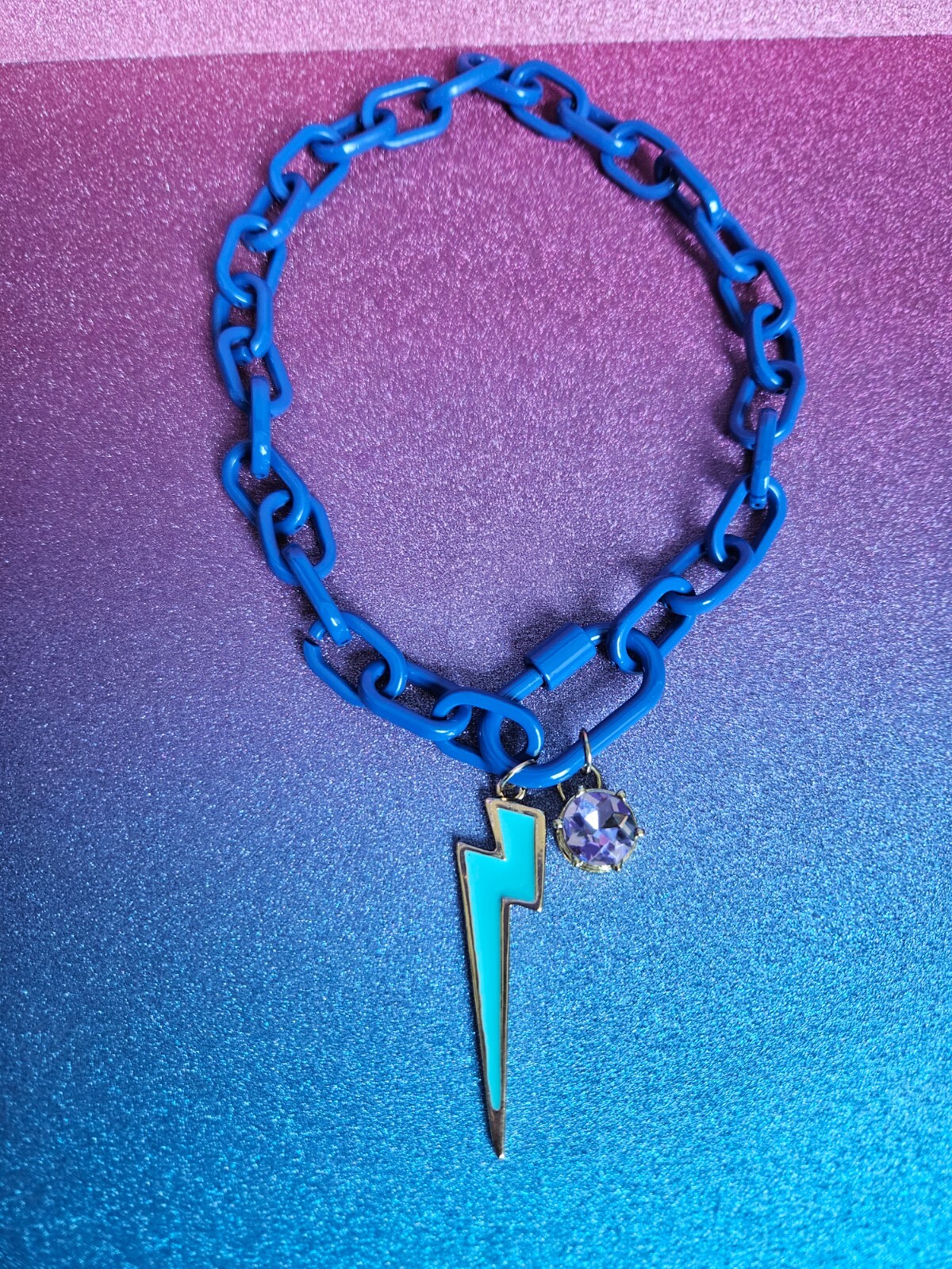 One of a Kind Enamel Chain Necklace w/Charms – Rock Punk Indie Festival Wear 80s
