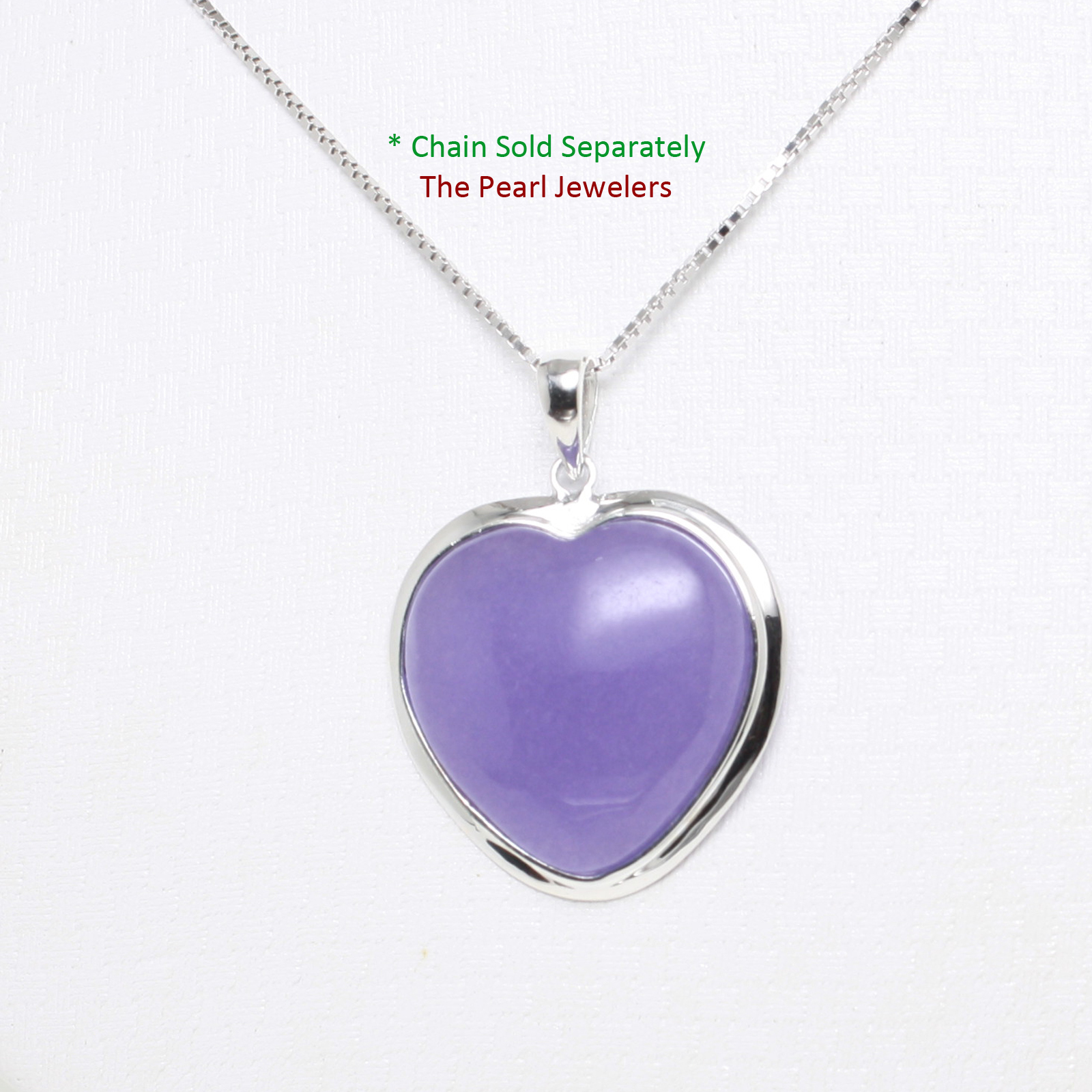 Sterling Silver Heart Lavender Jade Pendant