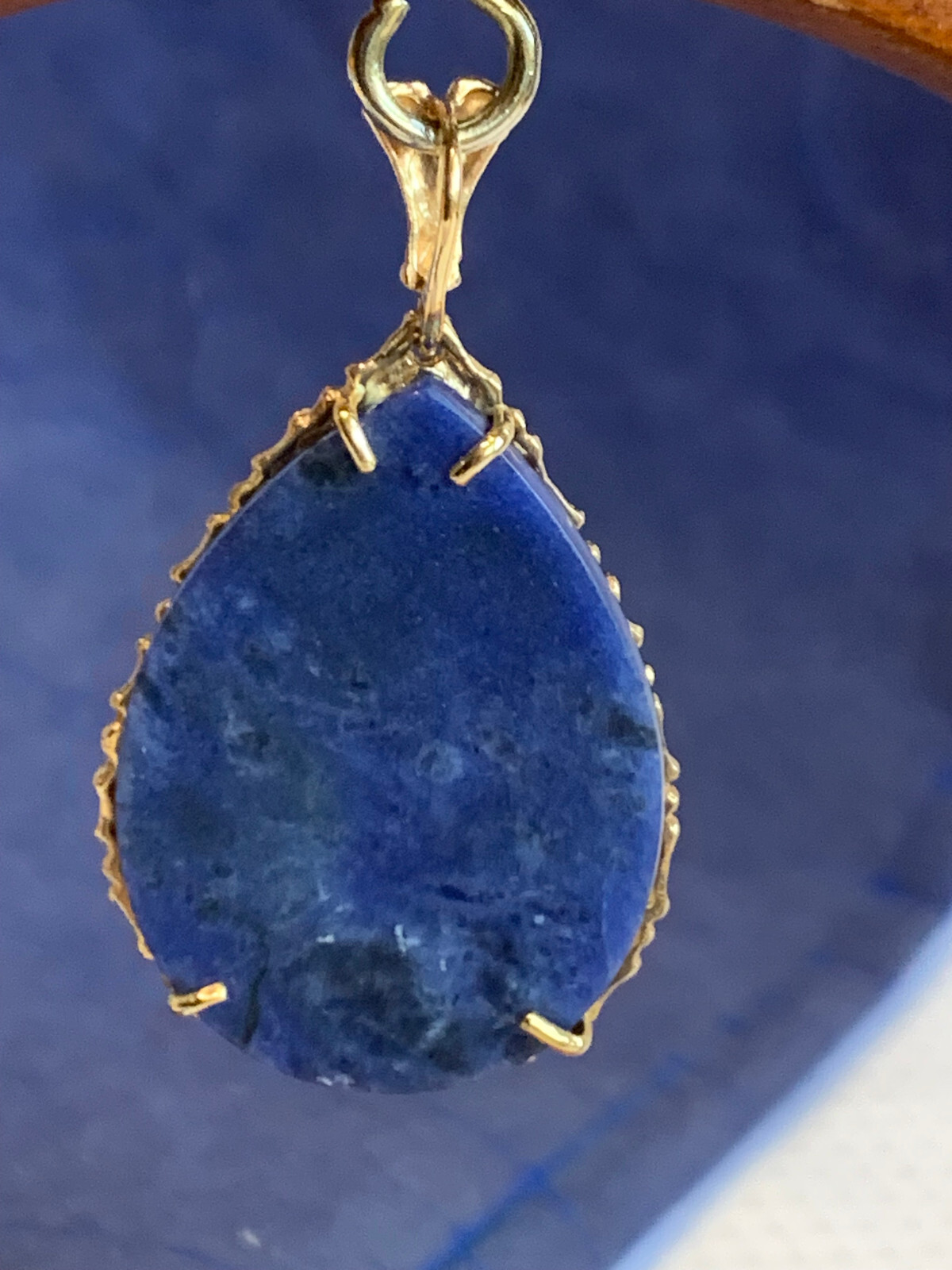 14K Yellow Gold Custom Diamond Pendant 10.3g Fine Jewelry Ocean Life Blue Stone