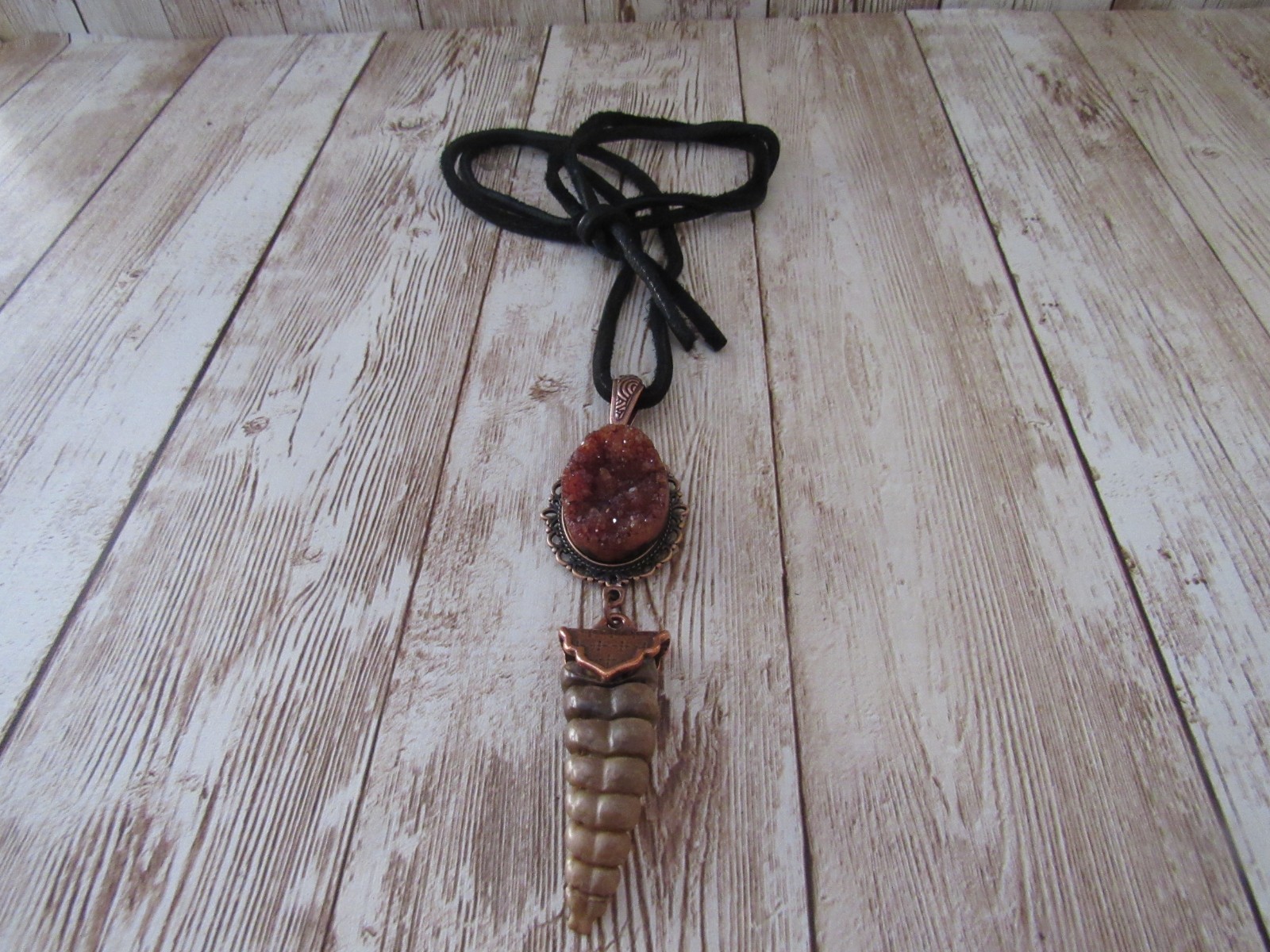 Rattlesnake Rattle Pendant Snake Necklace Red Druzy Agate Bone Jewelry Boho 6508