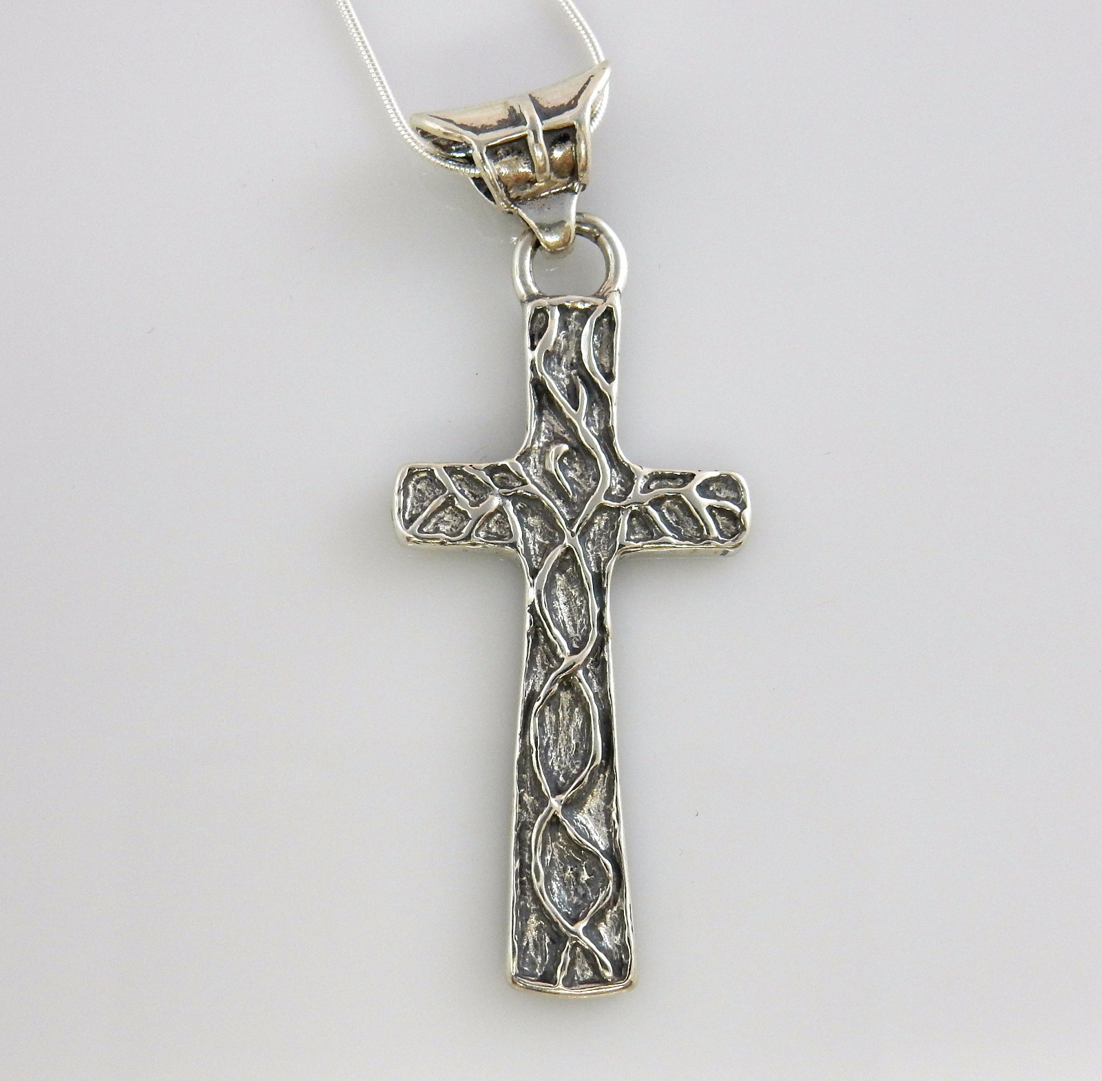 One of a Kind Sterling Silver Cross designer drop Pendant made in USA