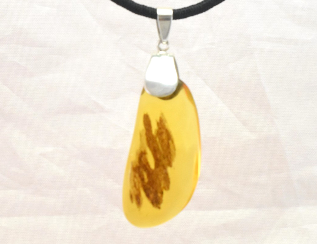 Dominican Amber Necklace Cabochon silver 925 Stone Gem Natural (8.6 g) a1273