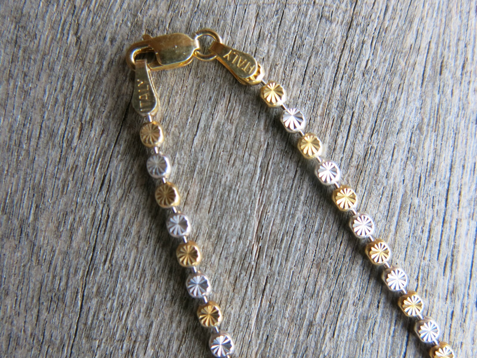 925 Sterling Silver & 14K Goldfilled Beaded Necklace Italian Craftsmanship 15″