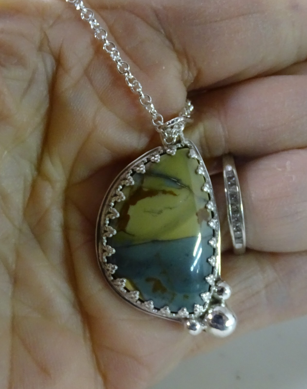 MORRISONITE JASPER PENDANT HANDMADE SET IN STERLING SILVER 34.4 X 21.8 MM