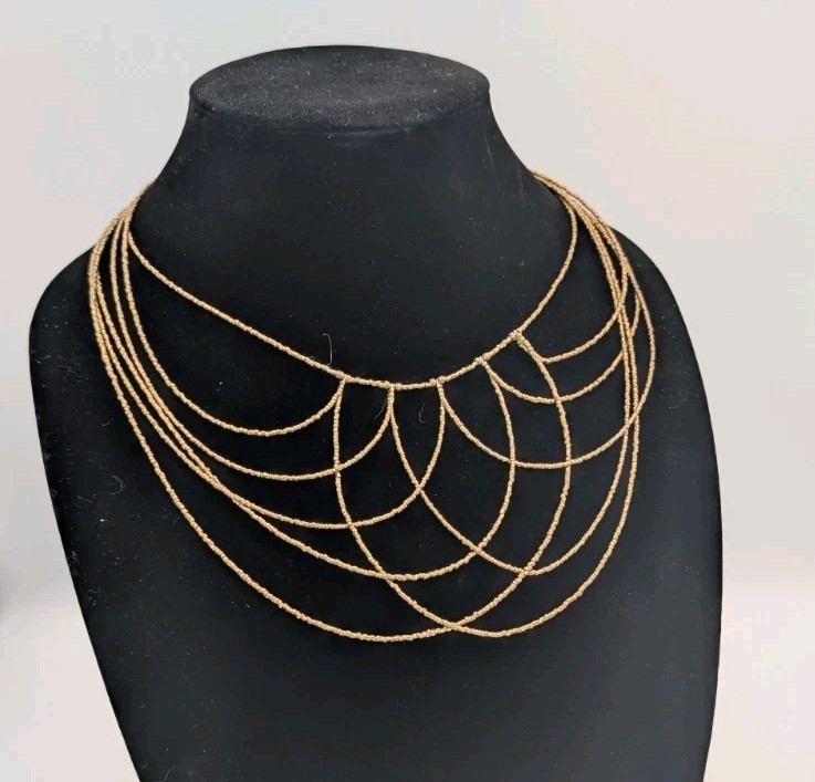 Beautiful Copper Bead Bib Necklace Bead Clasp