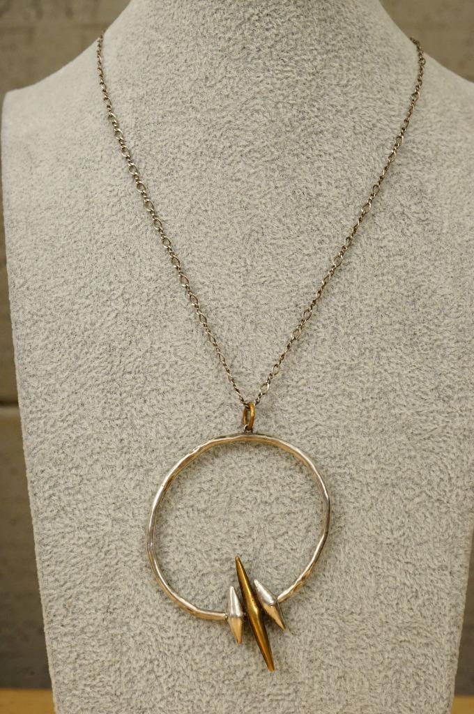 Lora Mallory Artisan Jewelry Brass Sterling Silver Hand Crafted Pendant Necklace