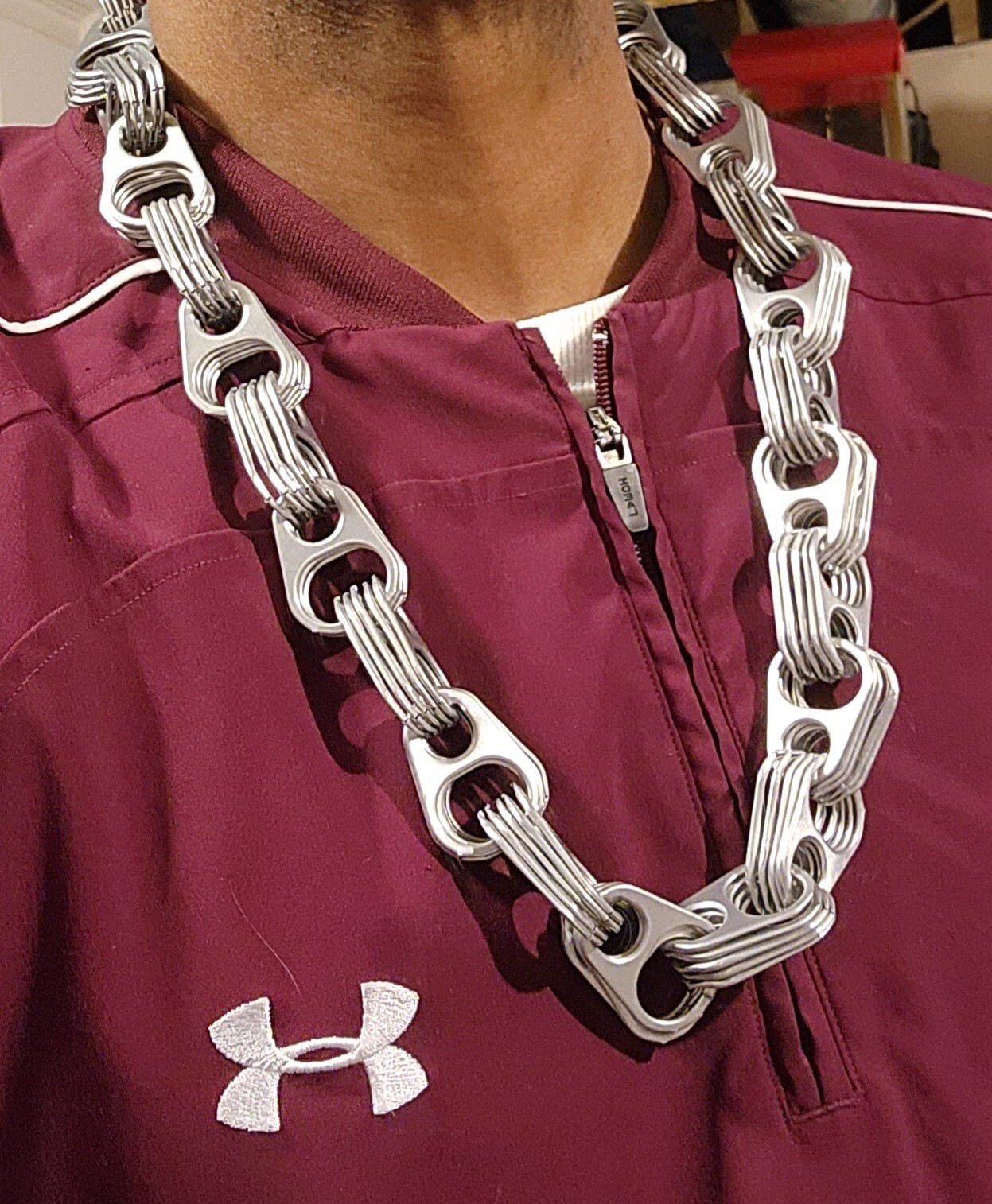32″ Silver Necklace – Pull Tabs Can Tabs – Large Tabs Steampunk Continuous Chain