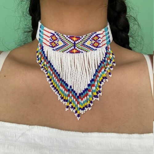Handmade Seed Bead Necklace American Style Necklace Boho Beaded Necklace earring