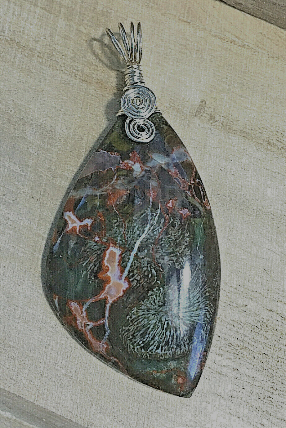 Beautiful Spider Web Agate Pendant Hand Wrapped In Sterling Silver From CCJP859